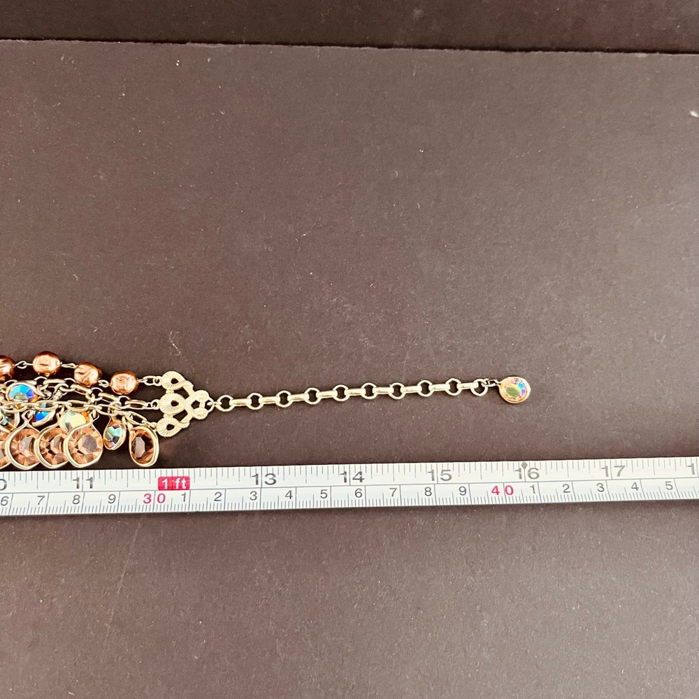 Multi Strand Amber Colored Statement Necklace - image 5